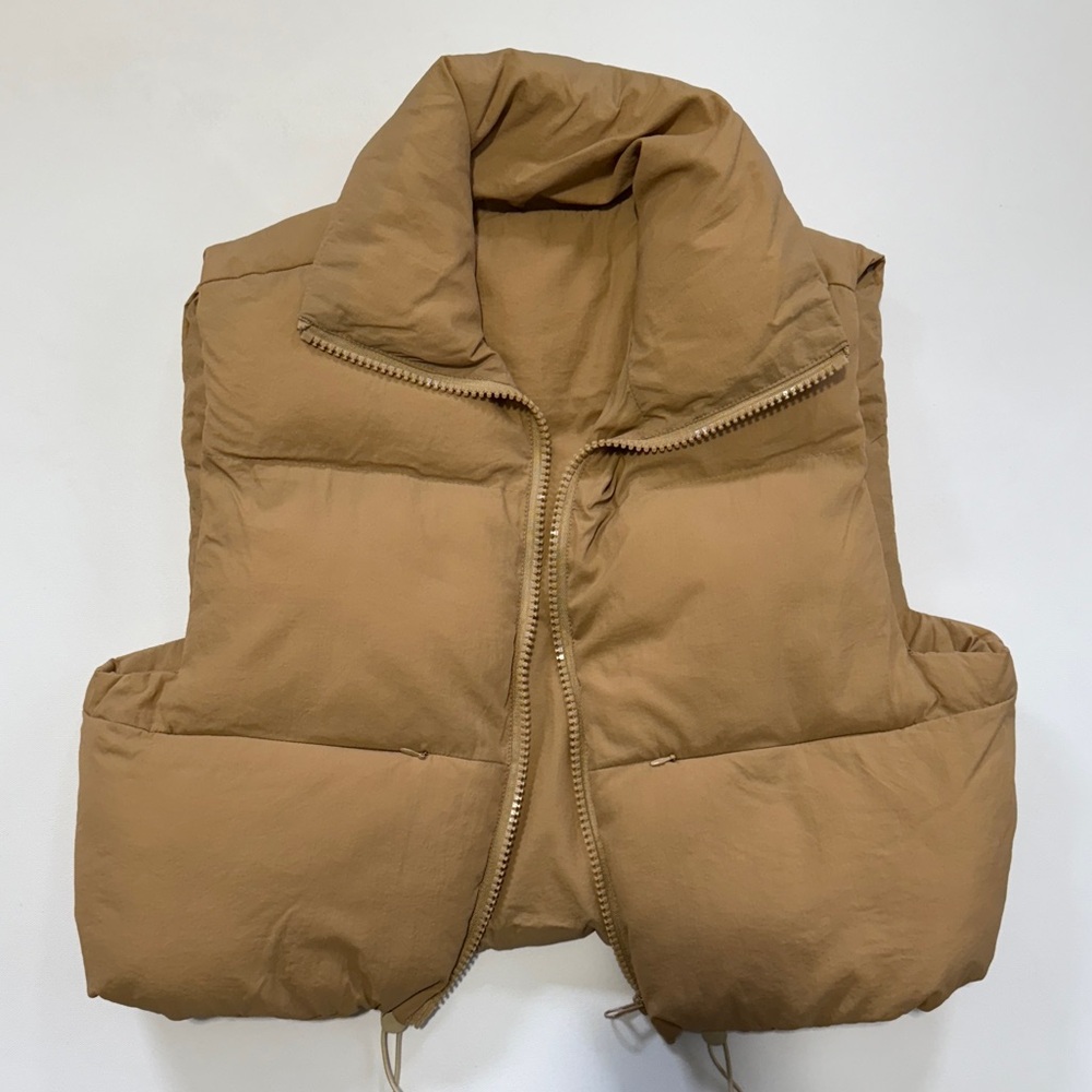 UANEO Women’s Khaki Cropped Puffer Vest - M